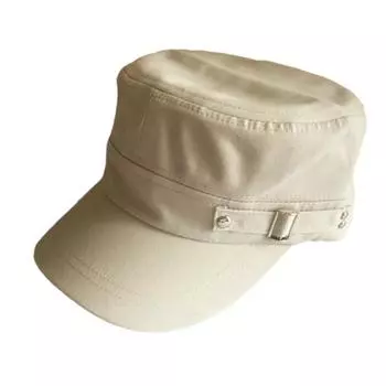 Унисекс шляпа с плоским верхом для мужчин и женщин, стираная хлопковая кепка кадета, регулируемая винтажная бейсболка с застежкой-кнопкой сзади бежевый