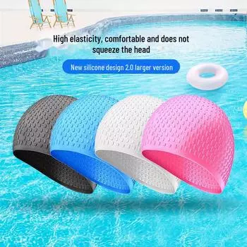 Унисекс силиконовая водонепроницаемая шапочка для плавания с увеличенной защитой ушей для комфорта синий