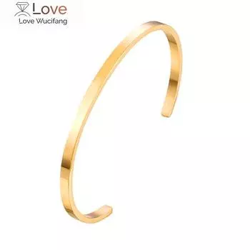 Unisex Simple Stainless Steel Opening Bangle Bracelet For Lovers Can Be Diy Alphanumeric розового золота