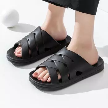 Тапочки унисекс, женские мягкие домашние тапочки из ЭВА, уличные шлепанцы на плоской подошве, повседневные пляжные сандалии, полые нескользящие тапочки для ванной 36-37