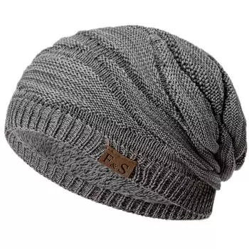 Унисекс, смешанный цвет, дизайн, вязаная шапка, модная уличная теплая зимняя шапка, повседневная шапка-бини с меховой подкладкой 55cm-60cm чёрный