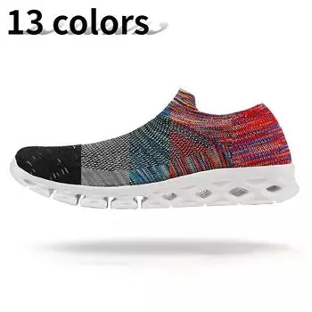 Unisex Sneakers Men s Knitted Fabric Trainers Couple Walking Jogging Running Shoes Slip-on Socks Shoes Yoga Fitness Sports Shoes 36