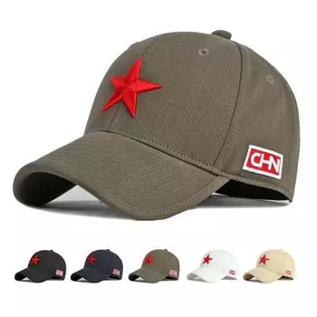 Унисекс солнцезащитная бейсболка с вышитой пятиконечной звездой хаки