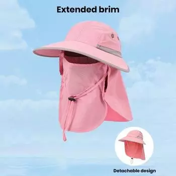 Унисекс солнцезащитная шляпа с лицевой крышкой. Защита лица и шеи. Полая сетка. Ветрозащитный фиксированный ремешок. Анти-УФ-Складной солнцезащитный крем. Дышащая дырка для хвоста. светло-серый