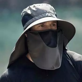 Унисекс солнцезащитная шляпа с лицевой передней крышкой Защита лица и шеи Полая сетка Ветрозащитный фиксированный ремешок Анти-УФ Складной солнцезащитный крем Дышащий Садоводство армия зеленый