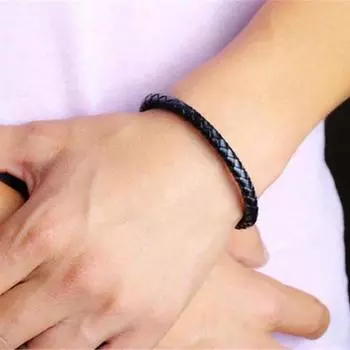 Унисекс сплав пуговицы для влюбленных мужчин женщин браслеты подарочные ювелирные изделия модный браслет плетеные кожаные бусины жёлтый