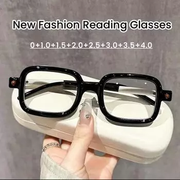 Unisex Square Frame Reading Glasses Men Ultralight Anti-blue Light Computer Glasses Women Trend Stylish Presbyopia 0+1.0+1.5+4.0 150 чёрный