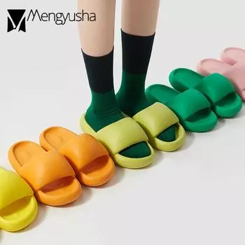 Unisex Super Light Bread Fatty Shoes Woman Platform Bubble Slippers Foam Flipflops Ladies Clog Sandals Slides Home Bathroom Shoe 6 розовый