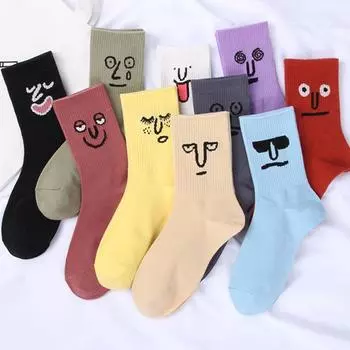 Унисекс-сюрприз, средние женские носки, Harajuku, красочные забавные носки, мужские хлопковые милые носки, размер 35-42