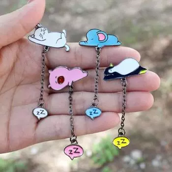 Унисекс Свинья Кот Брошь Булавка Эмаль Пальто Куртка Джинсовый Ювелирный Декор Cat