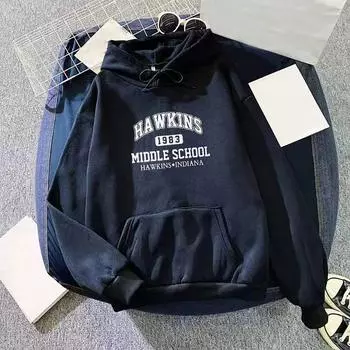 Унисекс Свободная повседневная толстовка с капюшоном Мужская однотонная свободная повседневная толстовка больших размеров L чёрный