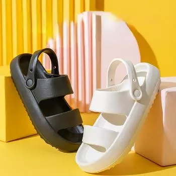 Унисекс тапочки на толстой подошве, модные пляжные сандалии, мужские и женские тапочки, нескользящие непромокаемые сандалии, шлепанцы, женская и мужская повседневная обувь 36-37 чёрный