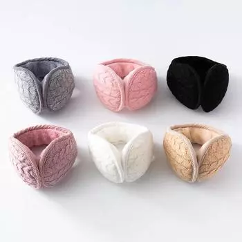 Унисекс теплые трикотажные наушники зимние уличные утеплители утолщенные плюшевые зимние теплые флисовые наушники уличные утеплители велосипедные наушники чёрный