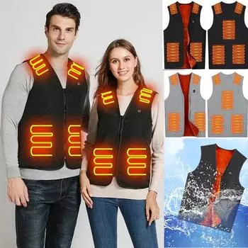 Унисекс теплый жилет с подогревом жилет с подогревом для мужчин и жилет с подогревом для женщин 3 уровня нагрева 7 зон нагрева плюс размер XXXXXL чёрный