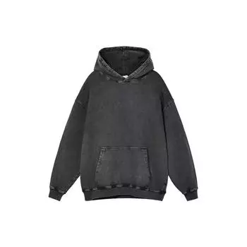 Унисекс-толстовка из хлопка с потертостями и выстиранным эффектом - модный бренд, свободный крой, повседневный стиль с логотипом L