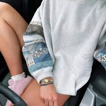 Унисекс толстовка с капюшоном с большим карманом, ретро-принт, длинные рукава, свободный капюшон, однотонные эластичные манжеты, уличный топ в стиле хип-хоп XXL светло-серый