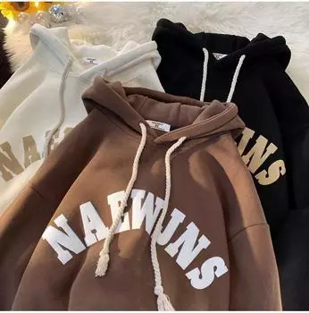 Унисекс толстовка с принтом в стиле ретро: Осенне-зимний бархат, свободный крой, длинный рукав. 2XL