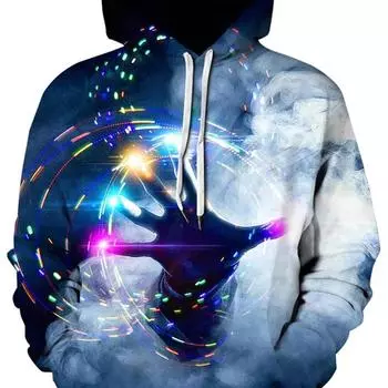 Унисекс толстовки новинка принт 3D Patternv пуловер с капюшоном толстовка с карманом толстовки с длинным рукавом уличная одежда граффити толстовка S