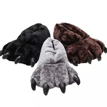 Унисекс Толстые Туфли Bigfoot Женские Тапочки Bear Paw Парные Мужские Тапочки Домашние Тапочки Для Дома Меховые Шлепанцы Размер 35-43 Женская Обувь 10.5 синий
