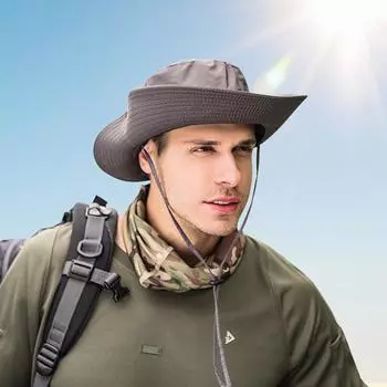 Унисекс уличная рыбацкая шляпа на шнурке, летняя солнцезащитная широкая кепка от солнца в стиле милитари One Size