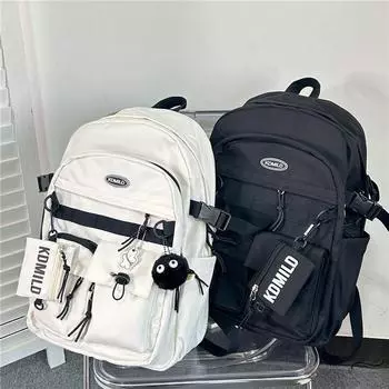 Унисекс универсальный рабочий рюкзак для студенток японский рюкзак большой вместимости, дорожный рюкзак для студентов мужского пола No pendant чёрный