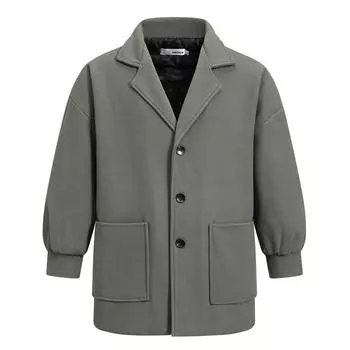 Унисекс утолщенное шерстяное пальто со свободными лацканами однотонный однобортный тренчкот M
