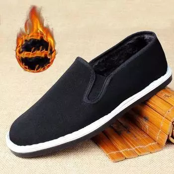 Унисекс Весна Дышащая Толстая Уличная Обувь Старый Пекин Черная Ткань Мужская Повседневная Осенняя Мягкая Подошва Одиночные Рабочие Туфли Женские Слипоны 36-45 43