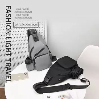 «Унисекс Водонепроницаемая нейлоновая сумка-мессенджер — большая вместимость, многофункциональная повседневная сумка через плечо» серый