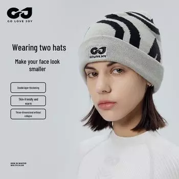 Унисекс ветрозащитная шерстяная вязаная шапка для езды на велосипеде и катания на лыжах - плотная и теплая для осени и зимы (DMZ113) One Size чёрный