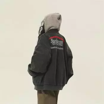 Унисекс винтажная стираная рабочая куртка - американское ретро пальто с лацканами на весну и осень Small