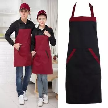 Унисекс водонепроницаемый Холтер без рукавов карманы кухня приготовления барбекю комбинезон фартук красный