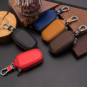 Унисекс Женский Мужской Кожаный Подвесной Брелок Брелоки Брелоки Автомобильный Ключ Сумка Чехол Подвесной На Талию Застежка-Молния Аксессуары