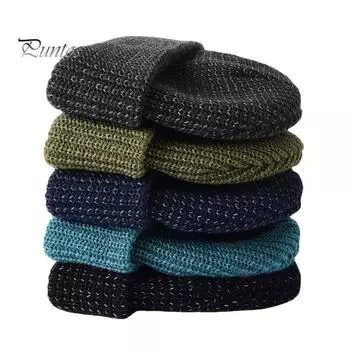 Унисекс вязаная шапка светоотражающая ночью эластичная куполообразная с отворотами в стиле хип-хоп уличного стиля для ночных пробежек предупреждающая шапка зимний сохраняющий тепло головной убор белый