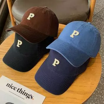 Унисекс вышивка P буквенный принт расширенные поля регулируемая бейсбольная шляпа солнцезащитный козырек солнцезащитная шляпа серый