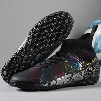 Унисекс высокие футбольные бутсы со сломанными ногтями TF для взрослых и студентов тренировочная обувь искусственная трава игровые футбольные бутсы 31 белый