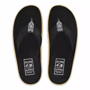 Унисекс замшевые пляжные сандалии из кожи от Hawaii PT203SL US9 [Island Slippers] ЧЕРНЫЙ/ЧЕРНЫЙ (27,0 см) [Использовал]