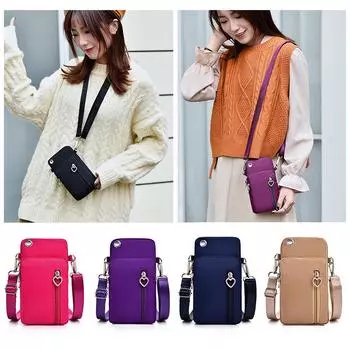 Унисекс, женская и мужская сумка через плечо, водонепроницаемый карман для мобильного телефона, наличные, мини-маленькая сумка, повседневная сумка на плечо фиолетовый