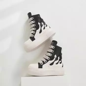 Унисекс женская повседневная спортивная обувь с высоким берцем, толстыми шнурками, плоские кроссовки на шнуровке, большого размера с грубой подошвой, модная обувь до щиколотки 36 зелёный