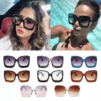 Унисекс женские солнцезащитные очки Пластиковая большая оправа Модные женские солнцезащитные очки Градиент Большие Уникальные