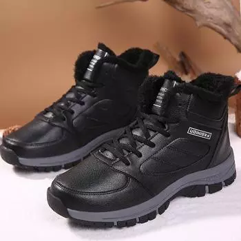 Унисекс зимние ботинки Водонепроницаемые высокие ботинки Зимние ботинки Мужская обувь Женская обувь Мужские ботинки больших размеров 35 красный