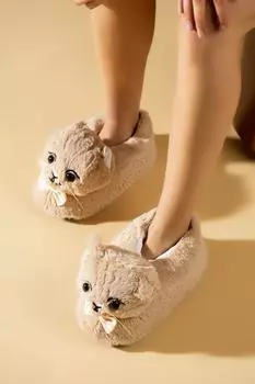 Унисекс, зимние фигурные плюшевые мягкие домашние тапочки, теплые домашние тапочки, хлопковая обувь