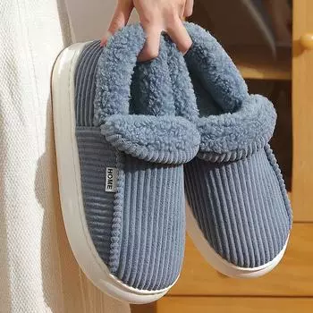 Унисекс зимние хлопковые тапочки с плюшевой подкладкой повседневная полосатая домашняя обувь 36-37 арбуз красный