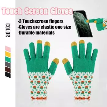 Унисекс зимние кашемировые вязаные силиконовые нескользящие утолщенные теплые флисовые перчатки чёрный