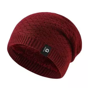 Унисекс Зимние шапки с напуском Добавить Меховая подкладка для мужчин и женщин Теплая шапка-бини Повседневные Зимние вязаные шапки чёрный