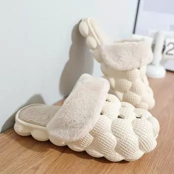 Унисекс зимние тапочки для женщин домашние тапочки мужские пузырьковые тапочки массажные личи модные дизайнерские теплые флисовые мужские сабо 36-37 бежевый