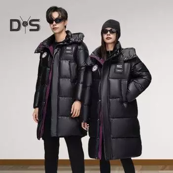 Унисекс Зимний пуховик со съемным капюшоном Утепленный ветрозащитный с застежкой-молнией Pree Buttons Средняя длина Черная куртка Длинные рукава Верхняя одежда для холодной погоды M чёрный