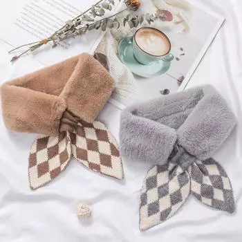 Унисекс зимний теплый толстый вязаный рыбий хвост плюшевый воротник женский однотонный дикий ветрозащитный мягкий шарф для шеи хаки