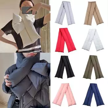 Унисекс зимний толстый пуховый модный однотонный шарф для холодного и теплого шарфа One Size чёрный