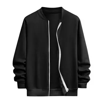 Унисекс зимняя однотонная куртка на молнии унисекс повседневная модная верхняя одежда L чёрный