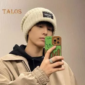 Унисекс зимняя парная вязаная шапка утолщенная теплая нескользящая ветрозащитная однотонная высокоэластичная защита ушей для езды на велосипеде на лыжах шапочка-бини головной убор